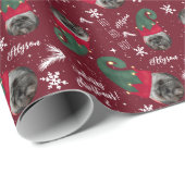 Papier Cadeau Joyeux elfe de Noël illustration nom photo (Coin rond)