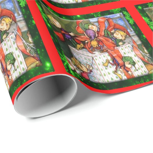 Papier Cadeau Joyeux Elfes Envelopper papier d'enrobage présent (Coin rond)