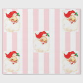 Papier Cadeau Joyeux Enveloppement de Noël rose et blanc Grille  (Plat)