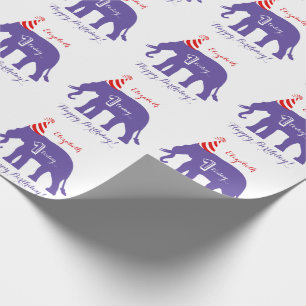 Papier Cadeau Joyeux ęr anniversaire personnalisé d'éléphant