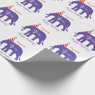 Papier Cadeau Joyeux ęr anniversaire personnalisé d'éléphant