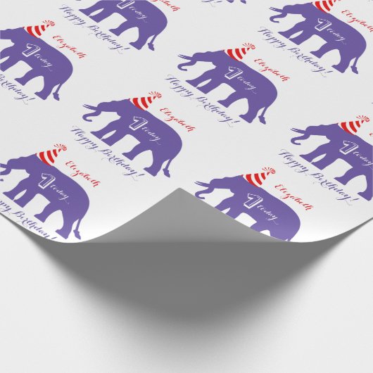 Papier Cadeau Joyeux ęr anniversaire personnalisé d'éléphant (Coin)