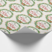 Papier Cadeau Joyeux et brillant Motif de couronne de Noël (Coin)