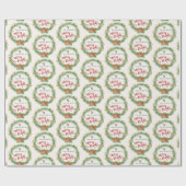 Papier Cadeau Joyeux et brillant Motif de couronne de Noël (Plat)
