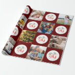 Papier Cadeau Joyeux et brillant Motif de famille Noël<br><div class="desc">Ajoutez une touche personnelle, festive et joyeuse à votre cadeau de vacances avec cet adorable motif de Noël saisonnier personnalisé avec dix de vos photos de famille préférées et le texte être joyeux et lumineux. Des bas rouges et roses sont accrochés sur une branche de pins. Les images sont bordées...</div>