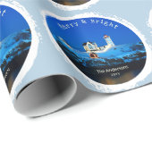 Papier Cadeau Joyeux et brillant Neige Nubble Lighthouse Noël (Coin rond)