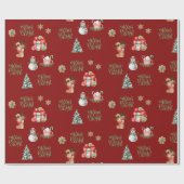 Papier Cadeau Joyeux et brillant Noël rouge Noël Fête (Plat)