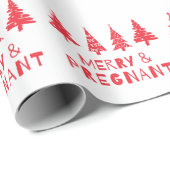 Papier Cadeau Joyeux et enceinte à Noël (Coin rond)