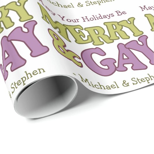 Papier Cadeau Joyeux et gris papier d'emballage de texte personn (Coin rond)