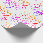 Papier Cadeau Joyeux Et Lumineux Rainbow Script Vacances (Coin)