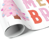 Papier Cadeau Joyeux et rose vif Papier d'enveloppement d'arbre  (Coin rond)