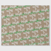 Papier Cadeau Joyeux et vert brillant Feux d'arbre de Noël Kraft (Plat)