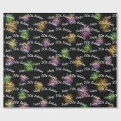 Papier Cadeau Joyeux feu d'artifice du 30e anniversaire sur noir (Plat)