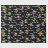 Papier Cadeau Joyeux feu d'artifice du 35e anniversaire sur noir (Plat)