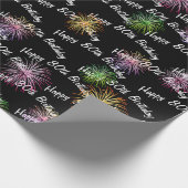 Papier Cadeau Joyeux feu d'artifice du 80e anniversaire sur noir (Coin)