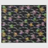 Papier Cadeau Joyeux feu d'artifice du 95e anniversaire sur noir (Plat)