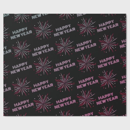 Papier Cadeau Joyeux feu d'artifice du Nouvel An (Plat)
