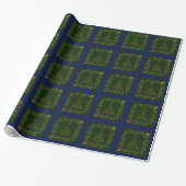 Papier Cadeau Joyeux feu de Noël-vert-bleu-1-GIFT WRAP (Déroulé)