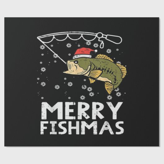 Papier Cadeau Joyeux Fishmas Poisson Pêche Xmas (Plat)