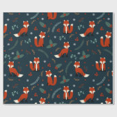 Papier Cadeau Joyeux flocon de Noël Fox Holly Blue Red (Plat)