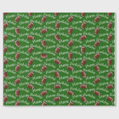 Papier Cadeau Joyeux Football D'Anniversaire Sur Vert (Plat)