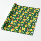 Papier Cadeau Joyeux fruits Légumes Motif de Santa Hat (Déroulé)