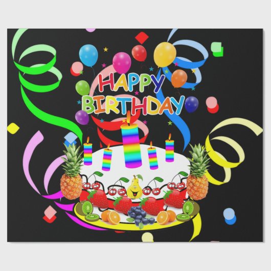 Papier Cadeau Joyeux gâteau au papier à papier à envelopper d'an (Plat)