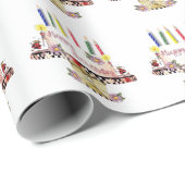 Papier Cadeau Joyeux gâteau d'anniversaire (Coin rond)