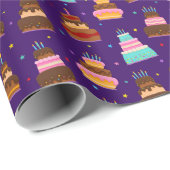 Papier Cadeau Joyeux gâteaux d'anniversaire (Coin rond)