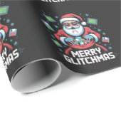 Papier Cadeau Joyeux Glitchmas Codage Programmeur Santa Noël (Coin rond)