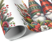 Papier Cadeau Joyeux Gnomes et Décor Plaid (Coin rond)
