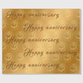 Papier Cadeau Joyeux Gold Floral 50e anniversaire (Plat)