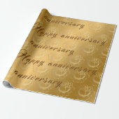 Papier Cadeau Joyeux Gold Floral 50e anniversaire (Déroulé)