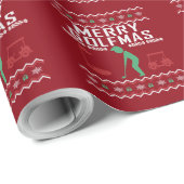 Papier Cadeau Joyeux Golfmas Golf Vilain Sweat de Noël (Coin rond)