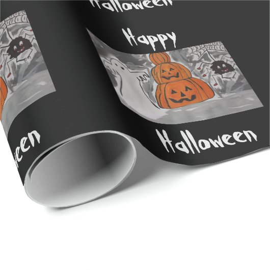 Papier Cadeau Joyeux Halloween (Coin rond)
