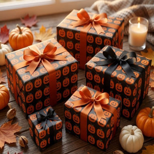 Papier Cadeau Joyeux Halloween Citrouille Illustrative Art