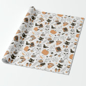 Papier Cadeau Joyeux Halloween Mignon Effrayant (Déroulé)