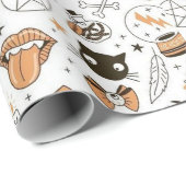 Papier Cadeau Joyeux Halloween Mignon Effrayant (Coin rond)