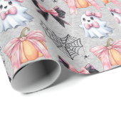 Papier Cadeau Joyeux Halloween Mignon Épouvantable (Coin rond)