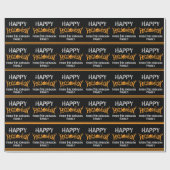 Papier Cadeau Joyeux Halloween Personnalisé Black Orange Party (Plat)