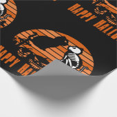 Papier Cadeau Joyeux Halloween Skeleton Chat Retro Sunset (Coin)