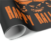 Papier Cadeau Joyeux Halloween Skeleton Chat Retro Sunset (Coin rond)