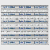 Papier Cadeau Joyeux Hanoukka Blue Stripes (Plat)