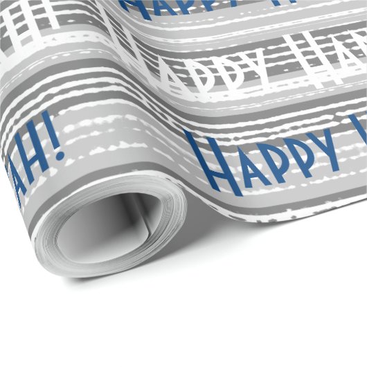 Papier Cadeau Joyeux Hanoukka Blue Stripes (Coin rond)