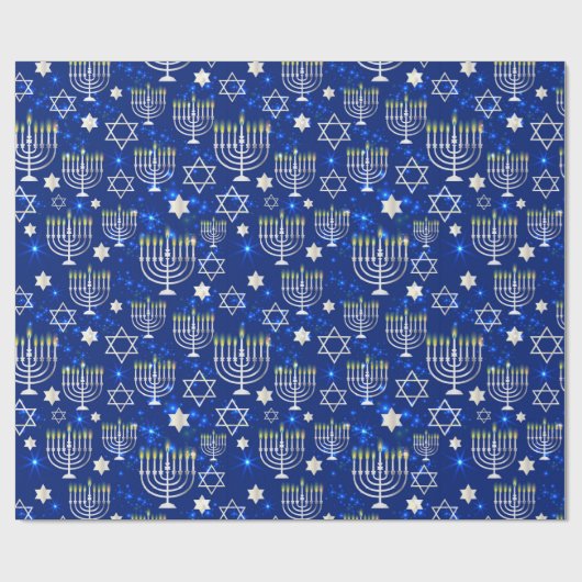 Papier Cadeau Joyeux Hanoukka Modern (Plat)