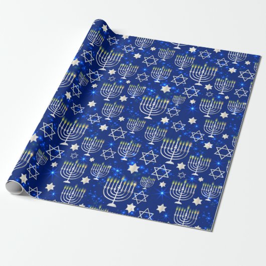 Papier Cadeau Joyeux Hanoukka Modern (Déroulé)
