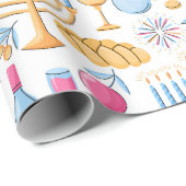 Papier Cadeau Joyeux Hanukkah  (Coin rond)