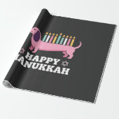 Papier Cadeau Joyeux Hanukkah chien teckel (Déroulé)
