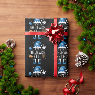 Papier Cadeau Joyeux Hanukkah Famille juive de lutins de groupe