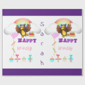 Papier Cadeau Joyeux hibou de papier d'enveloppement d'anniversa (Plat)